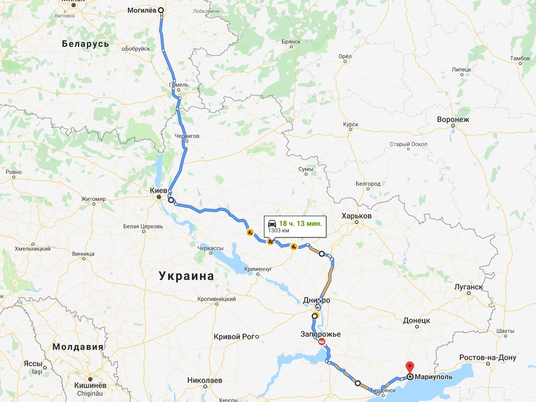 Транспортировка пациента: Могилев - Киев - Днипро - Запорожье - Мариуполь
