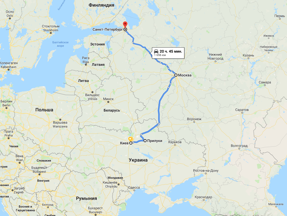 Перевозка больного: Киев – Прилуки – Москва – Санкт-Петербург